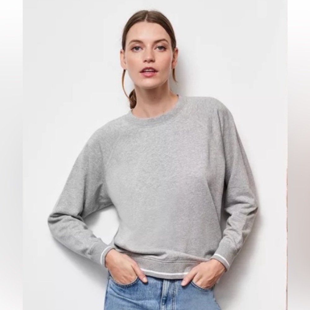 La Ligne Howard Gray Stripe Trim Sweatshirt Size Small